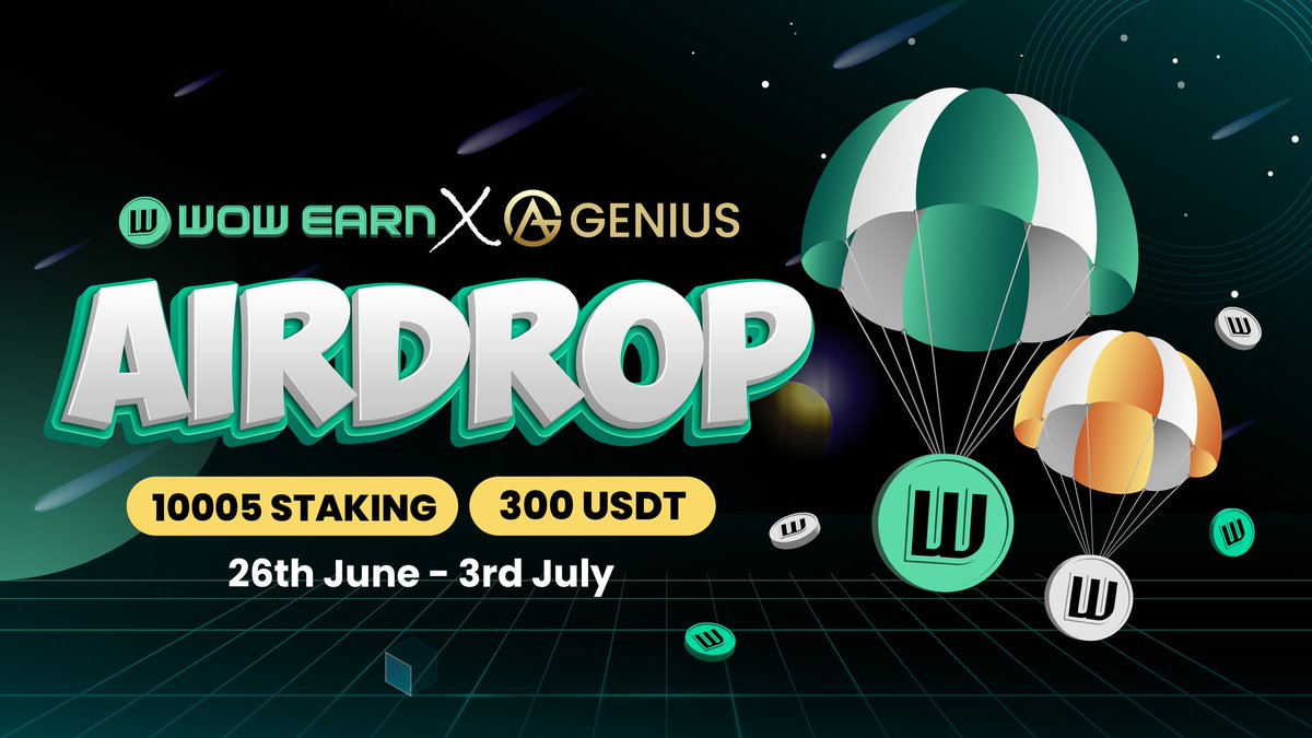 📣 Wow Earn X Genius Airdrop Massive #Giveaway

🎁 Reward $300 $USDT 

To Enter:
✅ Follow <a href="/WOWEARNENG/">WOW EARN</a>
✅ Like &amp; RT Tag 3 Friends 
✅ Finish tasks
gleam.io/competitions/C…

#Airdrop #Crypto #AirdropCrypto #airdrops #giveawayalert #usdtgiveaway