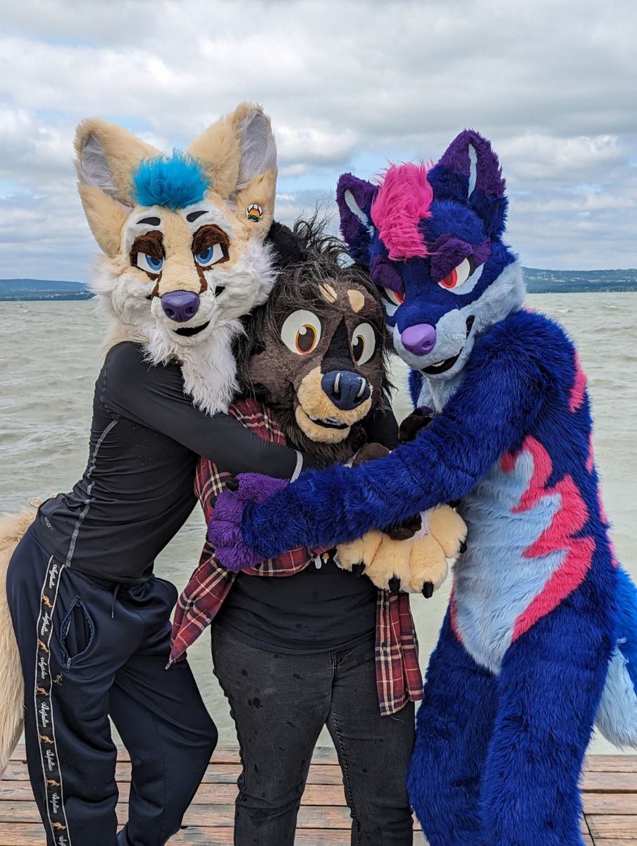 Home and ready to work after a super week being with friends at Balaton🥰

🐺 (From left to right); 
<a href="/Tixiefox/">T i x i e f o x</a> <a href="/Grion_FursuitUP/">Grion</a> <a href="/doc_exx/">Doc</a>
📷; <a href="/Fonyaa_Art/">Fonyaa</a>