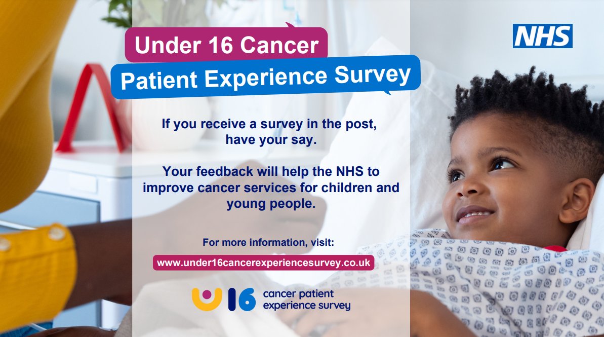 Under 16 Cancer Patient Experience Survey, why is it important? 🤔

The survey aims to understand the experiences of cancer and tumour care among children and their parents/carers✅

The results will help improve children’s cancer services across England.💙 #U16CPES