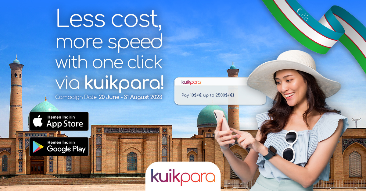 Send money to Uzbekistan is very convenient!💜🇺🇿 Download the #kuikpara app and transfer up to $2500/€ at a cost of only $10/€. Don't miss the campaign to send money quickly, securely and at affordable prices!💸🤳🏻 The campaign is valid until 31 August 2023. #LessCostMoreSpeed
