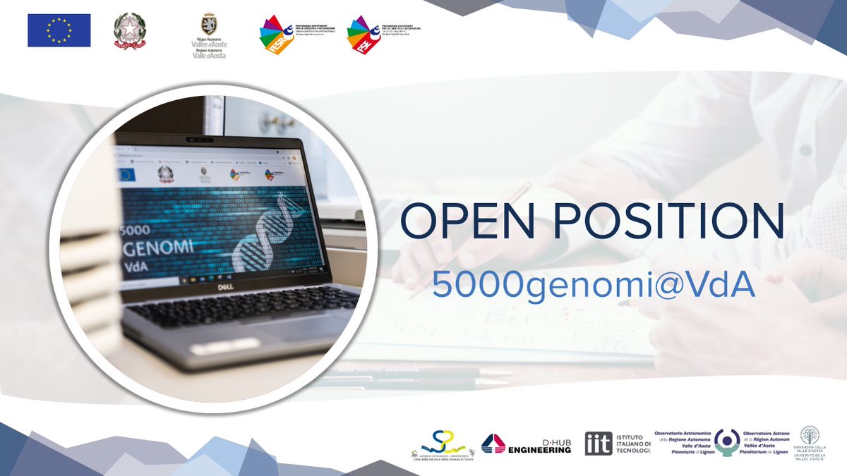 Fino al 30 giugno sono aperte le candidature per la posizione di Assistente al #Supporto #Amministrativo per le Linee di #Ricerca del progetto #5000genomiVdA. I dettagli sul sito 👇
iit.taleo.net/careersection/…

<a href="/IITalk/">IIT</a> @oavda 
#CMP3VdA #salute #sanità #DNA #valledaosta #aosta