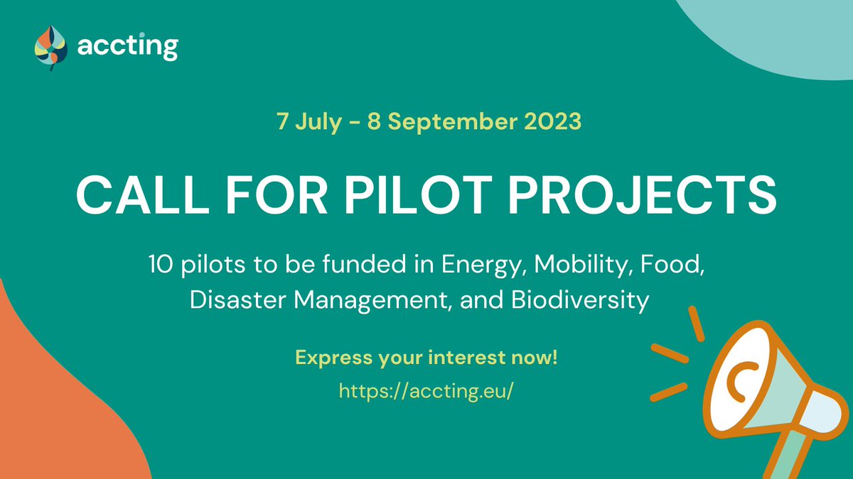 Watch this space! @accting_eu will be launching its 1st call for pilot projects with potential to address vulnerabilities in #GreenDeal areas

📅 7 July – 8 Sept

Discover the 10 topics and express your interest!

👉 accting.eu/accting-pilot-…