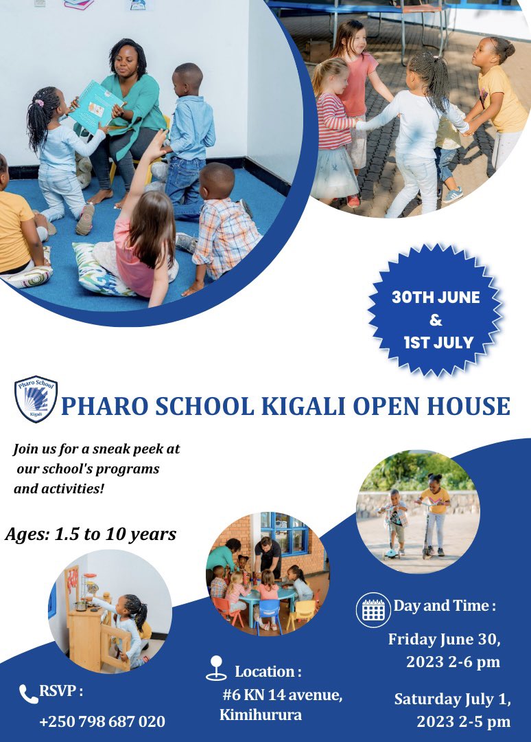 Join us for an exciting open house at @PharoSchool_Rw perfect for parents with children aged 2-10 years! We can't wait to show you around &amp; give you a glimpse of what your child's educational journey could look like with us. Don't miss out on this incredible opportunity!
#Rwanda