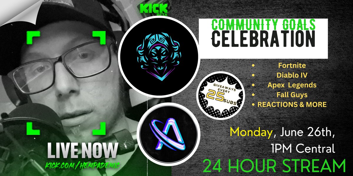 NOTI-GANG & Kick Streamers, Who's READY for a 24HOUR BANGERRR?!🔥

Lots of Fun, Collaboration Games & Potential Giveaways!! 🎁

Interactive Commands, Sound Blerps, & Community Bonding.🫶🏻

Couldn't ask for a more supportive community!!😭

Tabs & RTs Appreciated!
✅Grind!!