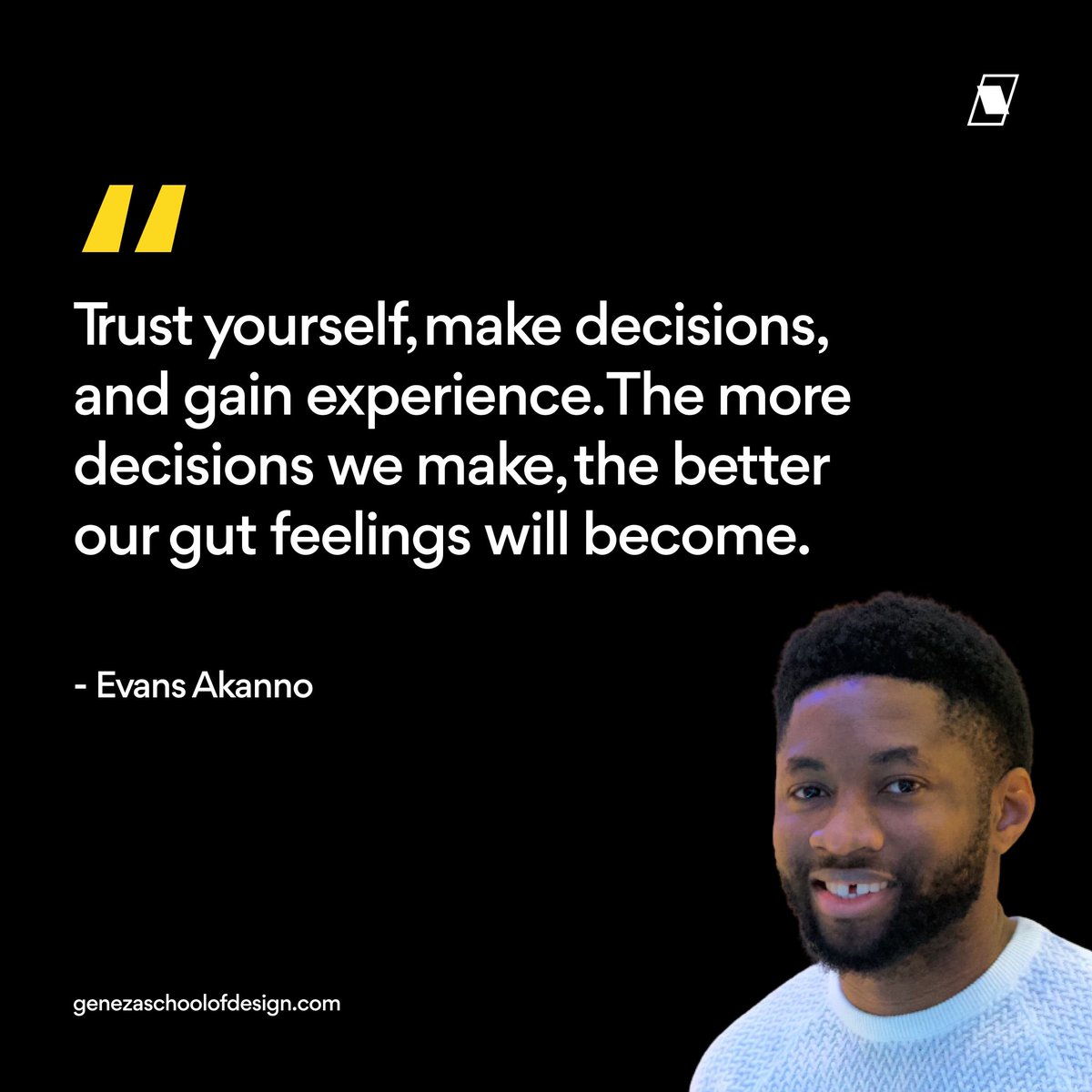 Believe in your instincts, make bold decisions, and embrace the journey of gaining experience. 

Each decision you make, big or small, shapes your intuition and refines your ability to navigate the creative realm. 

Thank you @evansakanno for the inspiring quote😍

#Mondayquote