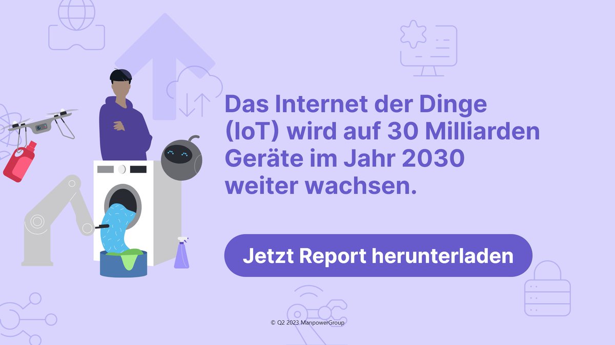Das Internet der Dinge (#IoT) wird weiter wachsen. Es wird sogar erwartet, dass sich die Zahl der IoT-Geräte bis 2030 verdreifachen wird. Lesen Sie unseren Global Insights IT Report mit 7 #IT-Trends: bit.ly/3MXNkZd
#ManpowerGroup #WorldofWork #Experis #ITJobs