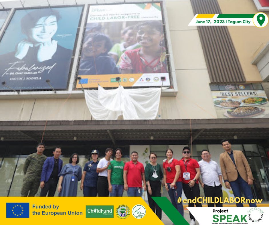 ChildFundPh's tweet photo. 🎉🌟 Celebrating a Major Milestone in the Fight Against Child Labor! 🌟🎉

Check out our billboard at Robinsons Tagum in Davao del Norte and together with DOLE, Kaanib foundation and @EUinthePH let's #endChildLabornow! https://t.co/fmt2JORxbH