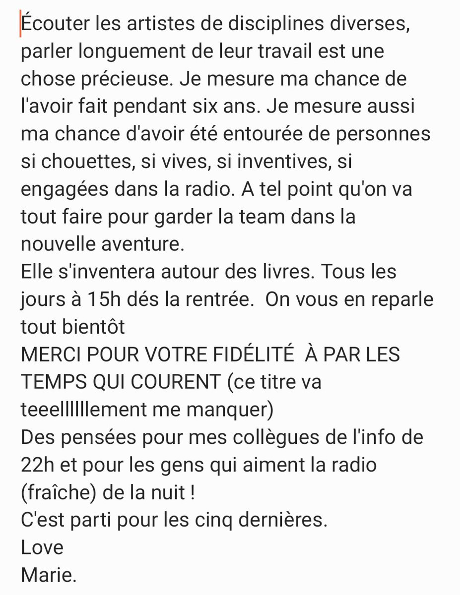 mariericheux's tweet photo. C'EST PARTI POUR LES CINQ DERNIÈRES DE PAR LES TEMPS QUI COURENT 💘 @franceculture https://t.co/vCSIIZyjPq