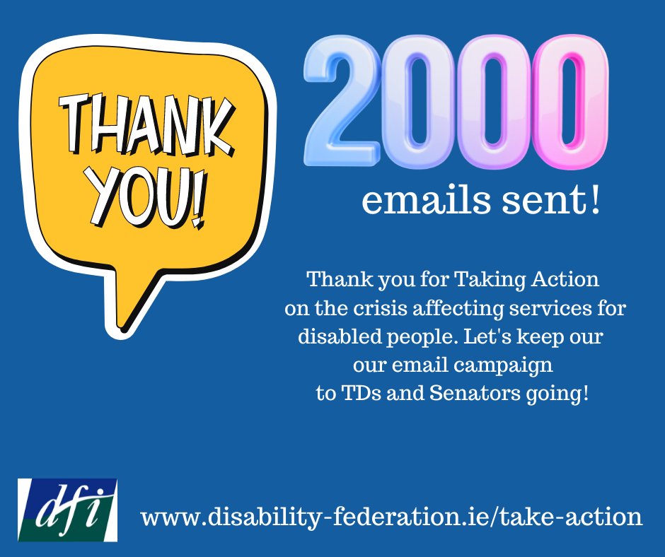 DisabilityFed's tweet photo. Week Four of our #TakeAction campaign begins today. We are asking you to be part of an email campaign to all TDs and Senators asking them to take action on the crisis affecting services for disabled people. #WorkingOnTheCheap https://t.co/vFKA9ynh9v https://t.co/MwmI4MGXE0