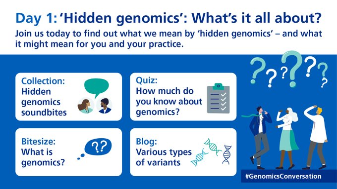 Vicky Carr (@vickycarr74) on Twitter photo Nurses and midwives...
This week is #genomicsconversation week, the theme is 'Hidden genomics'.
To see Genomics Education Programme activities on today go to x.com/genomicsedu to find out about what this means for YOU in practice
<a href="/East_Genomics/">NHS East Genomics</a>
<a href="/LorraiSzeremeta/">lorraine Szeremeta RN</a>
<a href="/teamCNO_/">teamCNO 💙</a> Nurses and midwives...
This week is #genomicsconversation week, the theme is 'Hidden genomics'.
To see Genomics Education Programme activities on today go to x.com/genomicsedu to find out about what this means for YOU in practice
<a href="/East_Genomics/">NHS East Genomics</a>
<a href="/LorraiSzeremeta/">lorraine Szeremeta RN</a>
<a href="/teamCNO_/">teamCNO 💙</a>