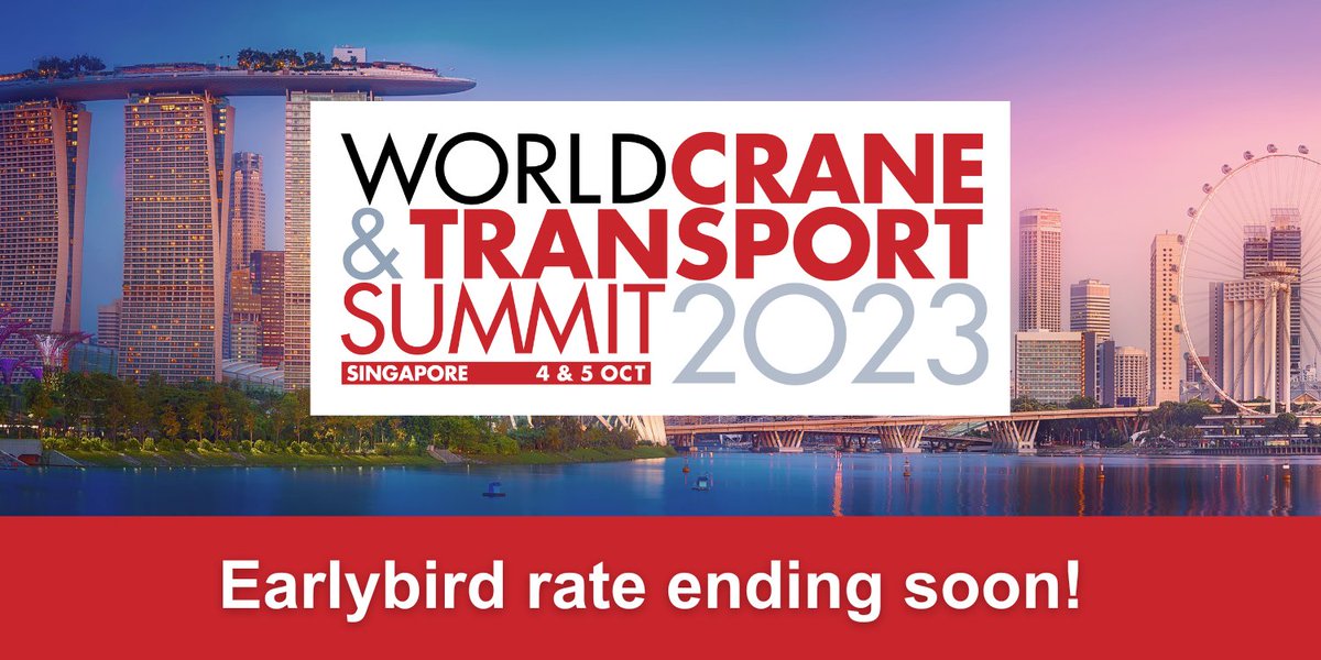 ⏰ Earlybird tickets for the World Crane and Transport Summit end this Friday June 30th!

Join industry leaders, experts, and enthusiasts to explore the latest trends and innovations in cranes and transport!

Secure your spot here 👉 tinyurl.com/4kpkv8zs

#cranelife #WCTS2023