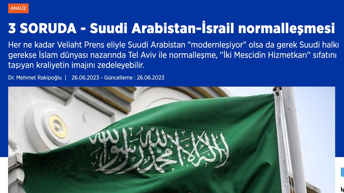 ABD'nin rolü, karşılıklı kazanımlar ve meydan okumalar üzerinden Suudi Arabistan-İsrail normalleşme sürecini <a href="/anadoluajansi/">Anadolu Ajansı</a> için değerlendirdim. <a href="/tcbatmanuniv/">Batman Üniversitesi</a> <a href="/DimensionsCTR/">مركز أبعاد للدراسات الاستراتيجية</a> aa.com.tr/tr/analiz/3-so…