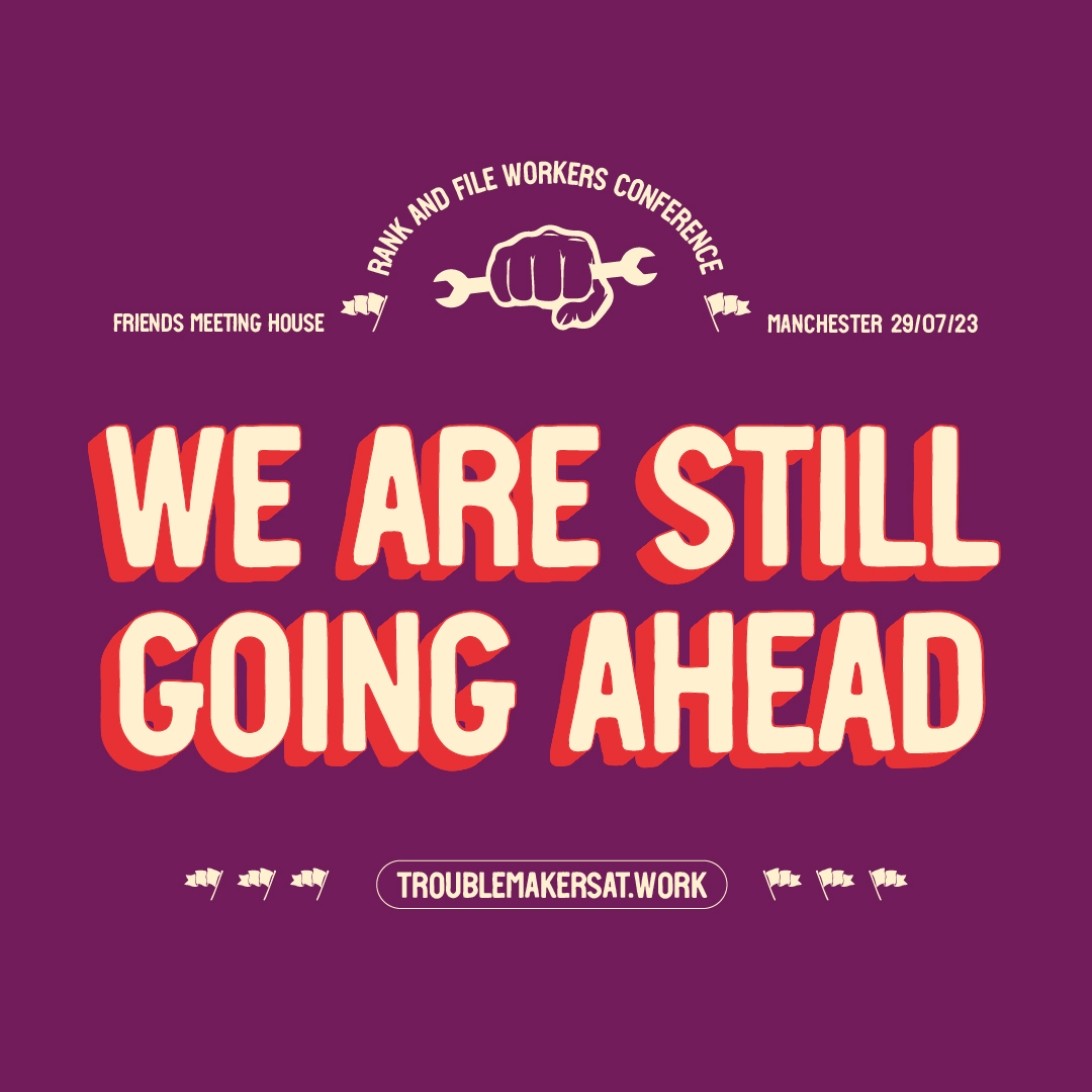 🚩Announcement🚩

You may have seen that the <a href="/RMTunion/">RMT</a>  has called rail strikes for Saturday 29 July, the day of the Troublemakers At Work conference. We all support the strikes, but understand that this will pose challenges if you planned to come by train. 1/7 🧵