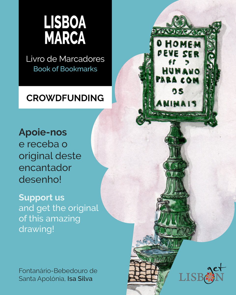 getLISBON's tweet photo. 😊Isa Silva also illustrated a rare feature of this city for our book of bookmarks #LISBOAMARCA. Don't miss this opportunity to own the original drawing of the Santa Apolónia Fountain-Drinking Trough!
💪Support us:
➡ https://t.co/BxpZm9jAqH
#getLISBON #crowdfunding #isasilva https://t.co/zZTrAk67xz