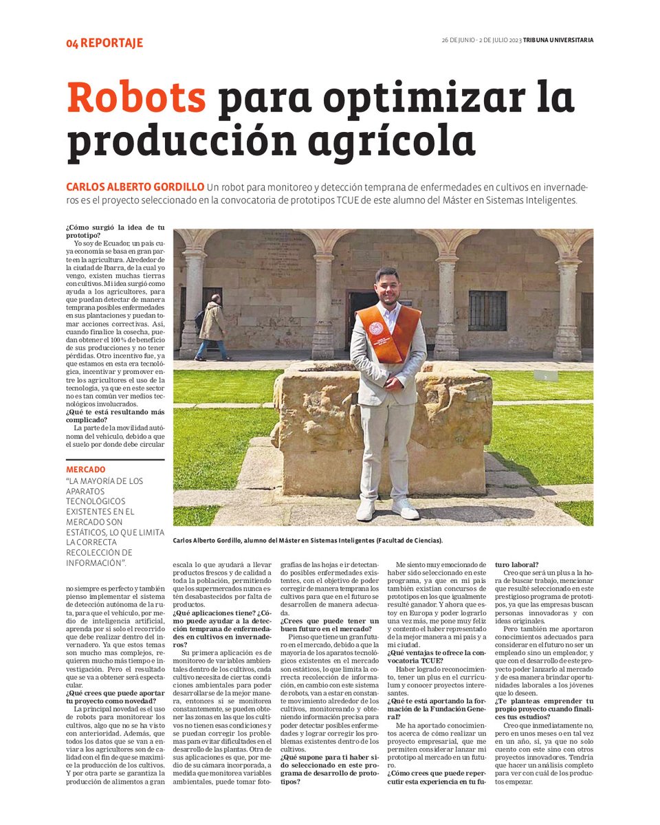 TribunaUni's tweet photo. 💡#Emprendimiento e #innovación para una sociedad mejor. Programa TCUE @fgusal 

🤖#Robots para optimizar la producción agrícola 

#salamanca #universidad https://t.co/Idf731vZcp