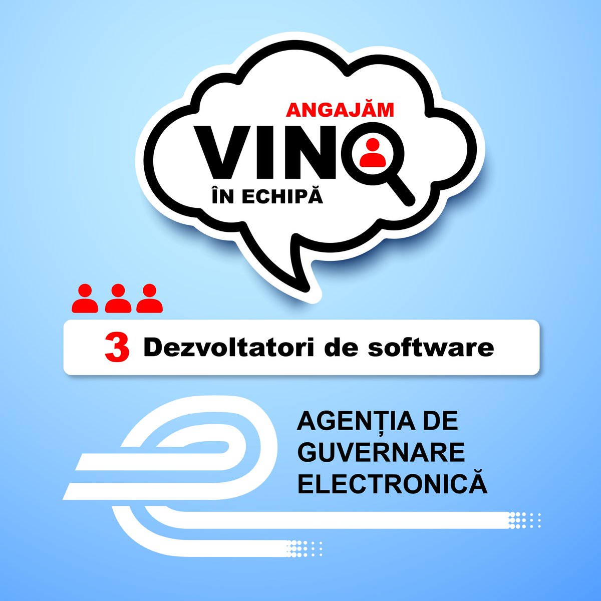 eGovCenterMD's tweet photo. ANUNȚ IMPORTANT!
Angajăm 3 dezvoltatori software📷📷📷
Dacă ești interesat de un nou job care să-ți ofere oportunități noi de dezvoltare, vino în echipa AGE! 
Detalii: https://t.co/AJVHAR9UDt https://t.co/TdejEup3VS