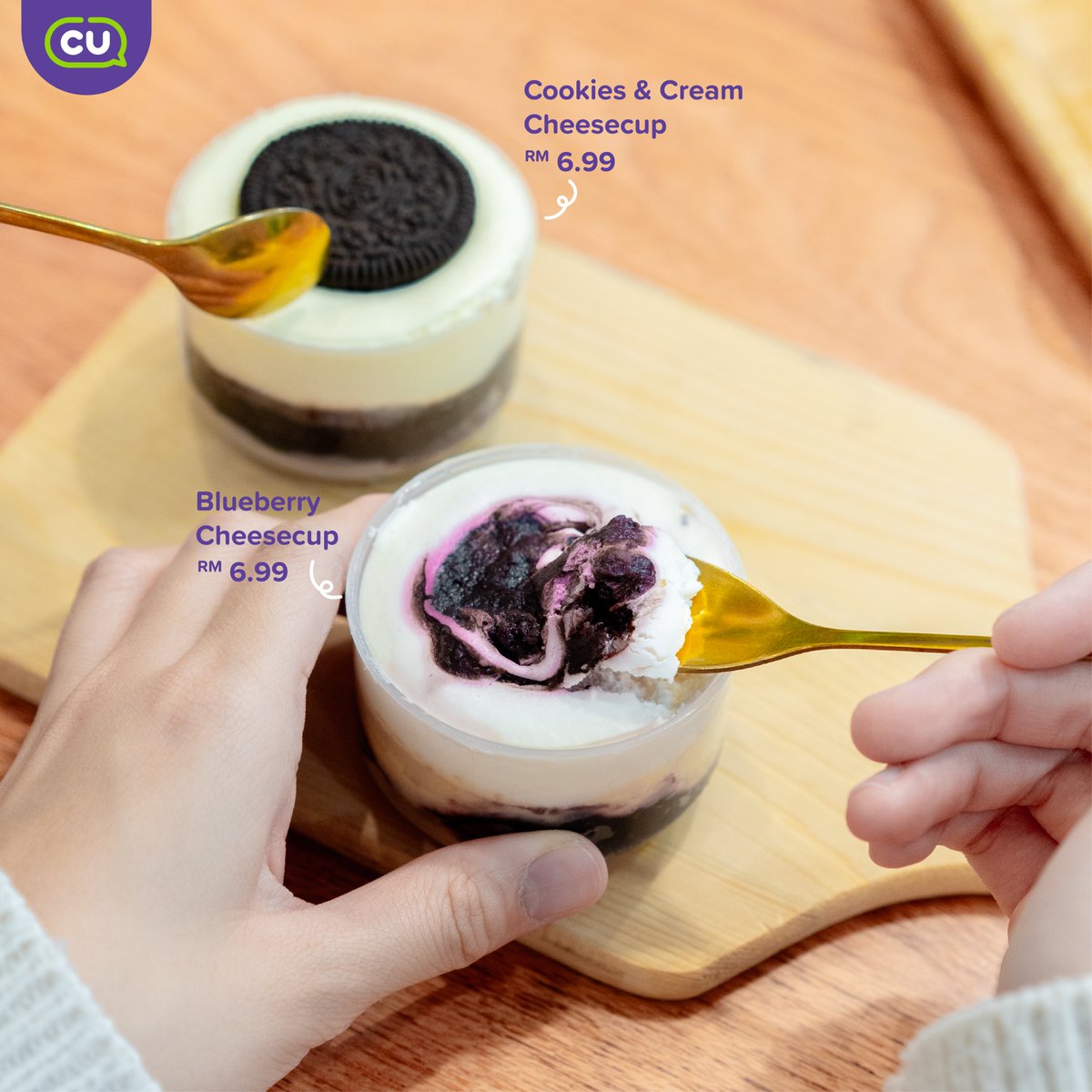 CU_Malaysia's tweet photo. Get Ready for Cheezy Heaven! 🌟🧀🌈 

Cheezy desserts are the perfect balance of indulgence and satisfaction, offering a unique twist. From luscious Cream Cheese Epic Bingsu to Cookies &amp; Cream Cheesecup, each bite is pure magic. 😛🤭 

CU soon🫰🏻  
#CUMalaysia #NicetoCU https://t.co/CZL3Vat0Rv