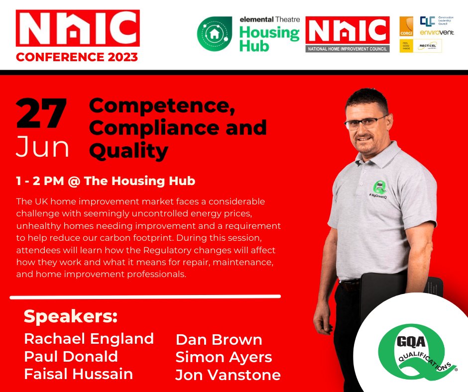 GQAQuals's tweet photo. Tomorrow, Dan Brown is taking part in a #PanelDebate about ‘Competence, Compliance and Quality’ at the @TheNHIC Conference and Installer show.
It should be a really interesting debate and we can’t wait to hear about everything that will be discussed!
#GQAQualifications https://t.co/ygQVGipHeb
