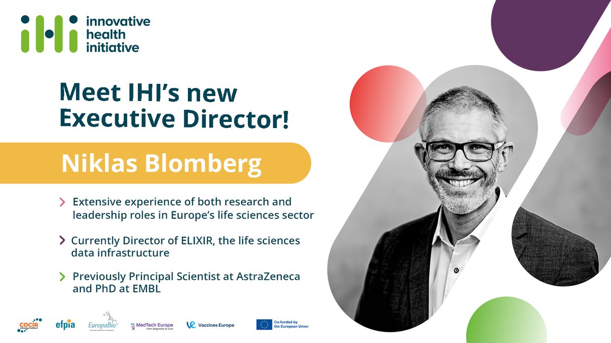 📢 Breaking news - Dr Niklas Blomberg will be the next Executive Director of IHI! We can’t wait to welcome him on board!
➡️ Read our press release: europa.eu/!kCnjkv
➡️ Follow him: <a href="/NBlomberg/">Nova Blomberg</a> 
#HorizonEU #EUHealthResearch