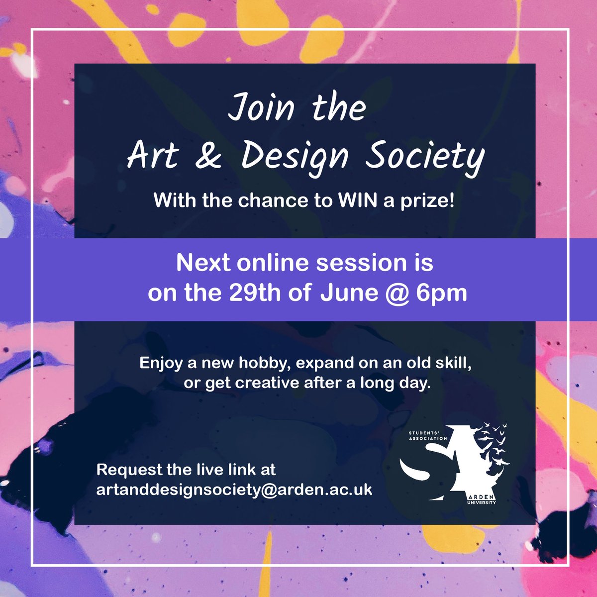 Arden University Graphic Design and Management (@ardenunigraphic) on Twitter photo Join us on the 29th June <a href="/6pm/">Follow us @Shop6pm!</a> for our Art & Design Society meeting. Have fun being creative with the chance to win a prize. #ArdenUniGraphic #design #art Join us on the 29th June <a href="/6pm/">Follow us @Shop6pm!</a> for our Art & Design Society meeting. Have fun being creative with the chance to win a prize. #ArdenUniGraphic #design #art
