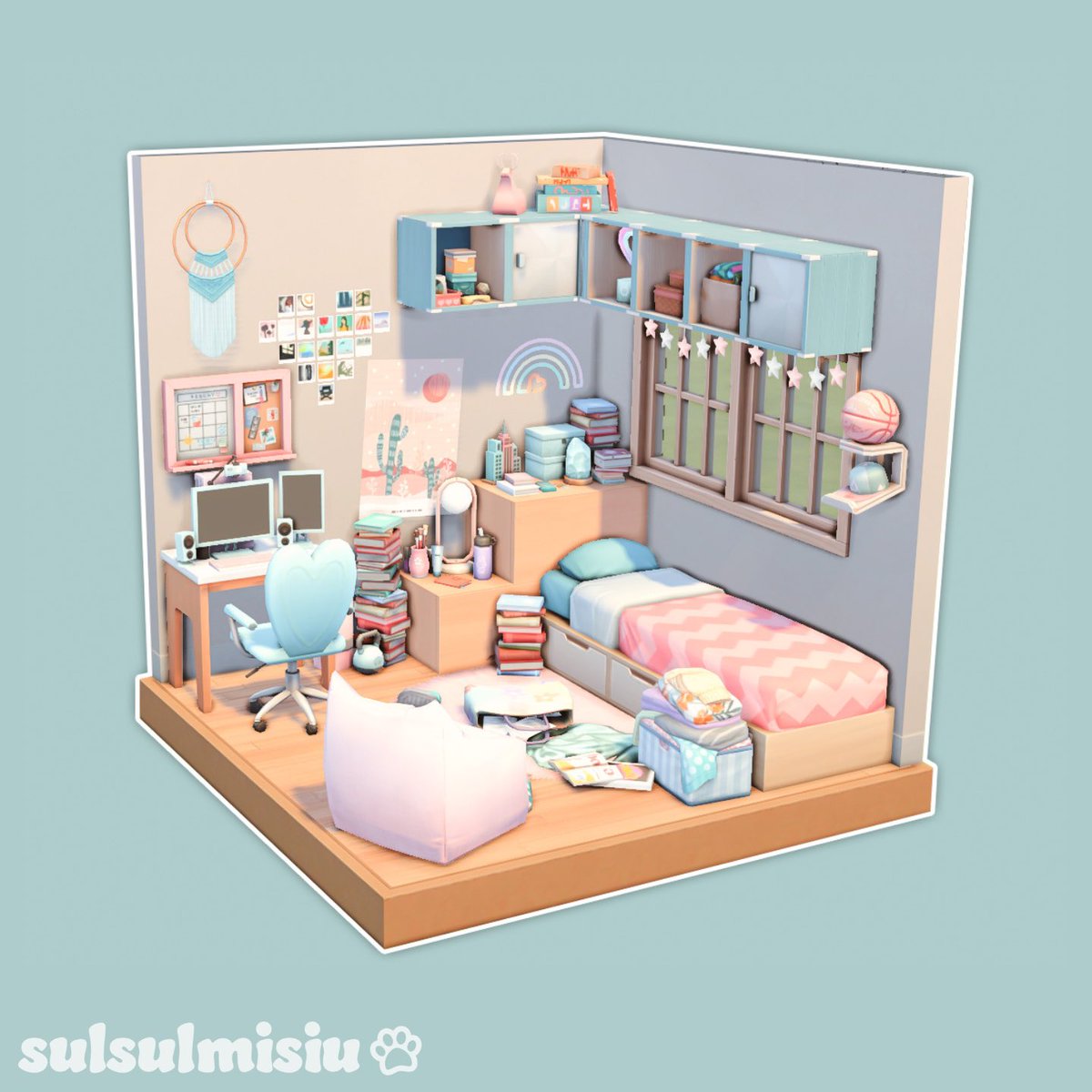 sulsulmisiu's tweet photo. Colorful Teen Room 🩵🩷
#TheSims4 #TheSims #ShowUsYourBuilds @TheSims https://t.co/1dFOrsyPPF