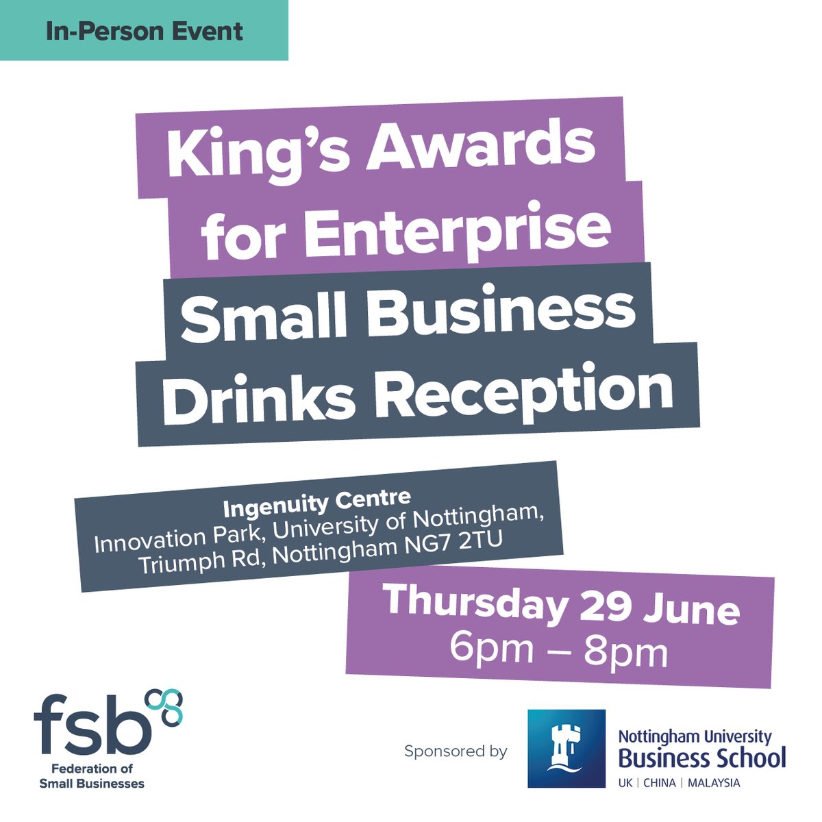 🚀🏆 Take your business to new heights! Nominate your business for a prestigious King's Award for Enterprise and make your mark on the business world. Join us on Thursday to learn more about these esteemed awards and network over complimentary refreshments fsb.org.uk/event-calendar…