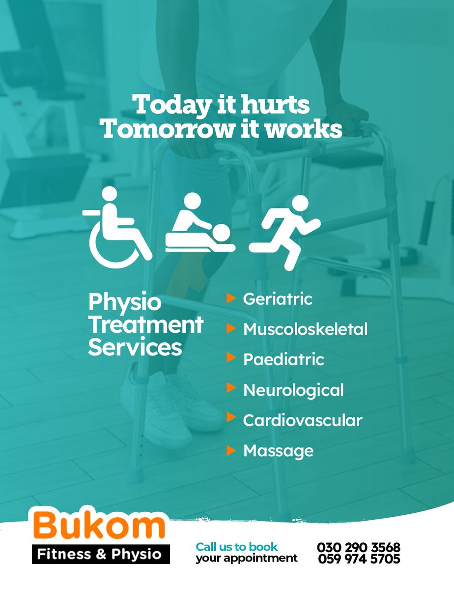 BukomFitPhy's tweet photo. Physio treatment services
Geriatric
Muscoloskeletal
Paediatric
Neurological
Cardiovascular
Massage
Call us today at 030-290-35-68/ 0599745705/0594925114 book an appointment https://t.co/TPfemyJDVP