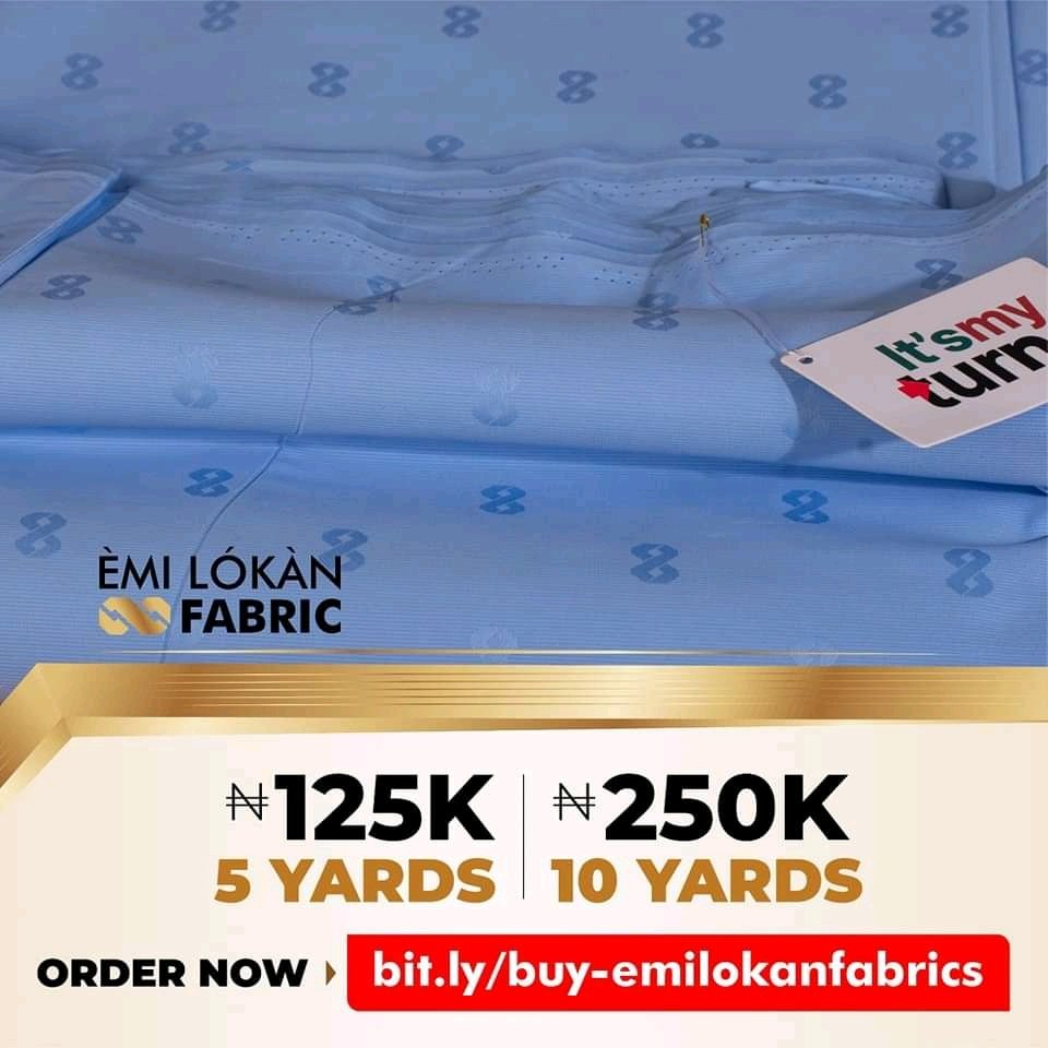 Hi lovely people!

It's Monday, and this is a reminder that the way you dress is the way you'll be addressed.

Order our quality emilokan fabric.

You can never go wrong on it. It is a perfect fit for both formal and special outings. And it's in a variety of colours.