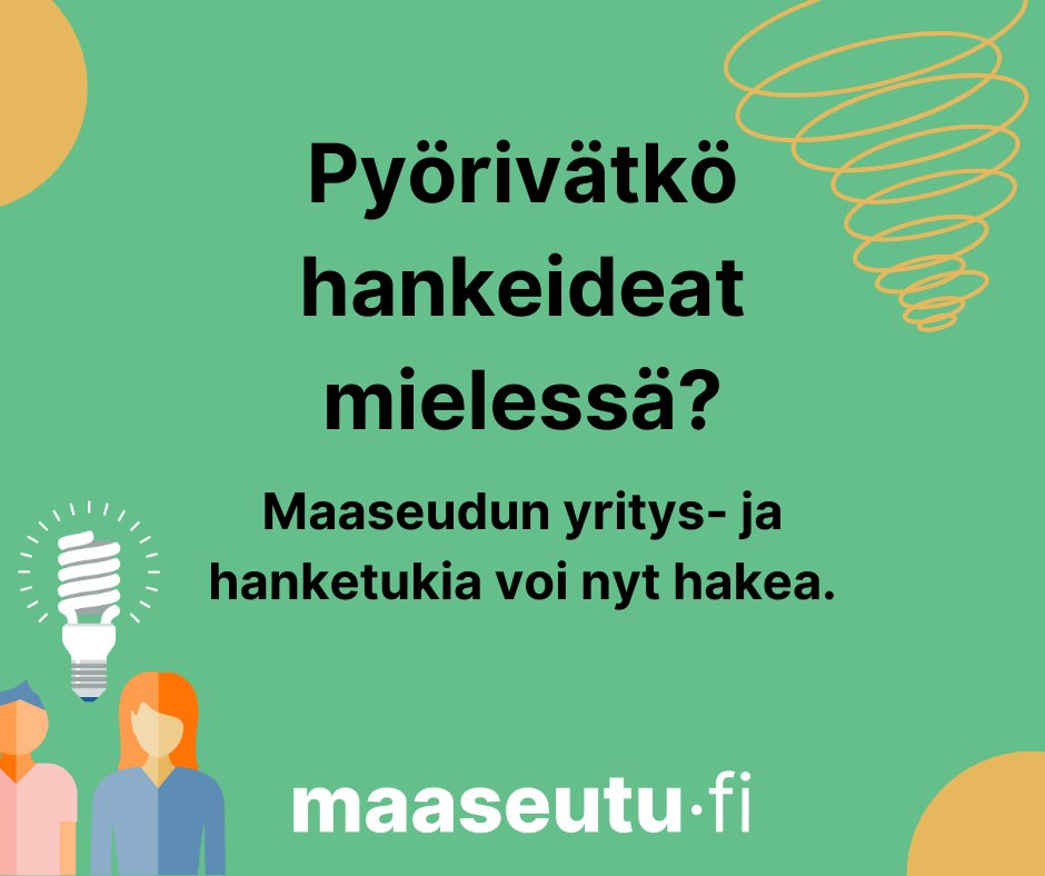 Nyt on haku auki! 🎉
Maaseudun yritys- ja hanketukien haku on avautunut!  
Lue lisää:
maaseutu.fi/maaseudun-asuk…