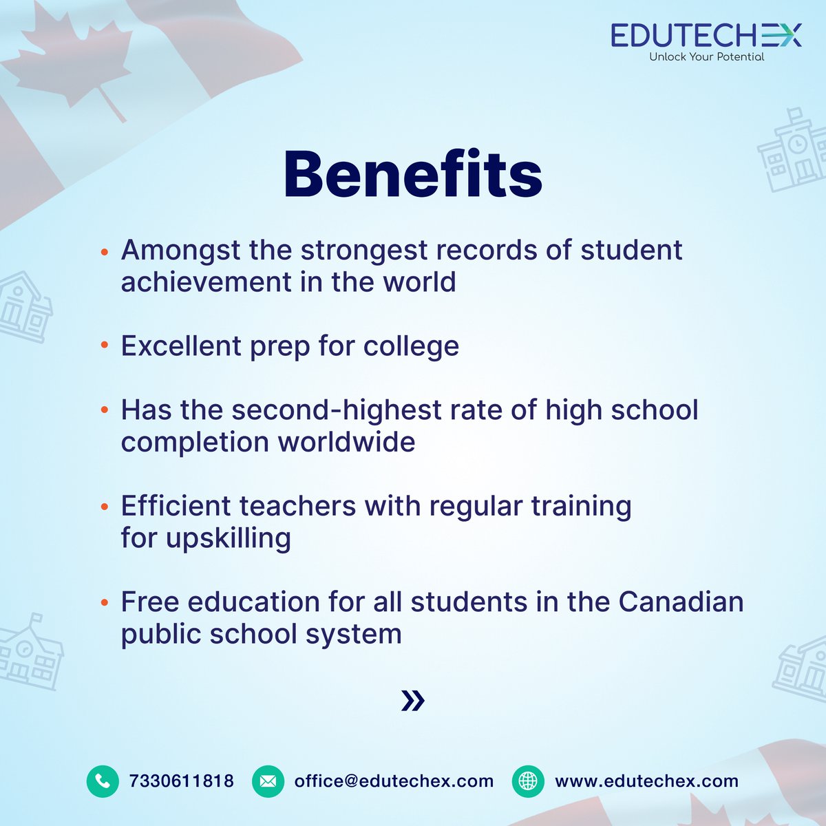 EduTechEx1's tweet image. Elevate your high school experience &amp;amp; set the stage for success by pursuing your higher education in Canada 🇨🇦

It’s all about quality education &amp;amp; upskilling in the land of maple trees🍁

Visit edutechex.com to know more!

#EdutechExGlobal #EdutechEx #HighSchool #Canada