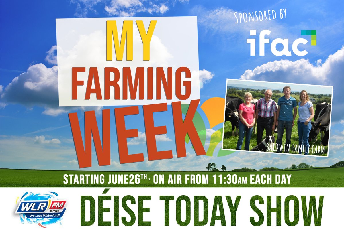 'My Farming Week' 2023, kicks off today on @wlrfm Deise Show from 11.30. Tune in today to hear all about Baldwin's #dairy farm in Knockanore. Run by Thomas, John, and Maria, they've been tending to their 150-cow herd for six generations. Passionate about their high-quality milk,… https://t.co/J5nVHMMHdd https://t.co/prFcEiRYEZ