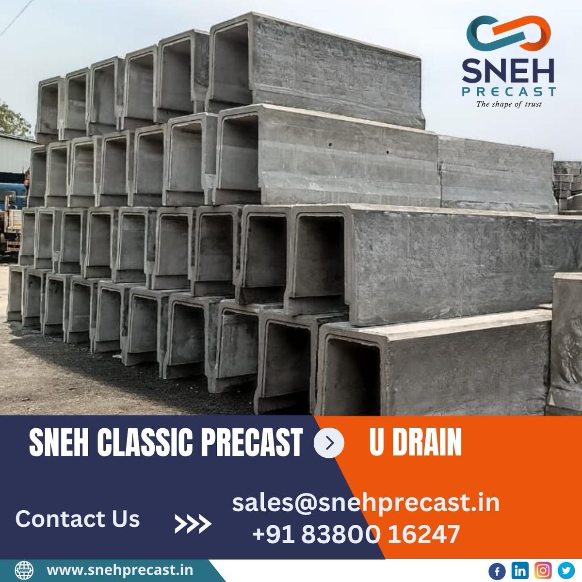 SnehPrecast's tweet photo. Sneh Classic Precast - U Drain
#precastconcrete #precast #precastconstruction #drainagesolutions #construction #drainagesystem #drainage #drainagesolutions #qualityservice #qualiyproducts #concretedesign #drainservice #drain #udrain #snehprecast #pune https://t.co/VVXJKt0cY3