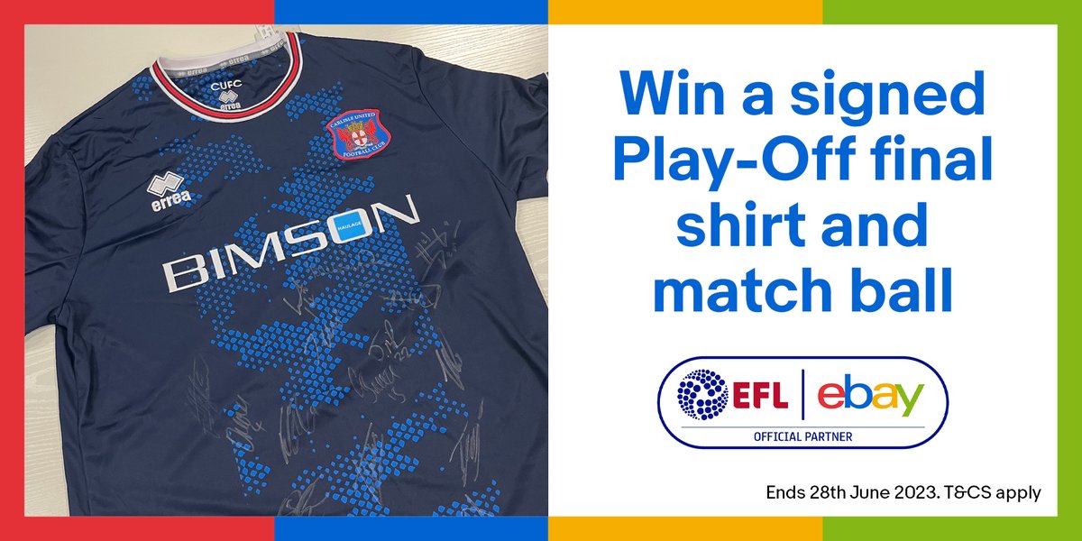 Carlisle United FC (@officialcufc) on Twitter photo Giveaway time🥳.
Reflecting on that special day at Wembley last month!
@ebay_uk are giving away an <a href="/officialcufc/">Carlisle United</a> shirt from the <a href="/SkyBetLeagueTwo/">Sky Bet League Two</a> Play-Off Final, signed by the first team.
Simply like & retweet to enter. Winner to be selected 28th June.
#CUFC #eBay #EFL #AD Giveaway time🥳.
Reflecting on that special day at Wembley last month!
@ebay_uk are giving away an <a href="/officialcufc/">Carlisle United</a> shirt from the <a href="/SkyBetLeagueTwo/">Sky Bet League Two</a> Play-Off Final, signed by the first team.
Simply like & retweet to enter. Winner to be selected 28th June.
#CUFC #eBay #EFL #AD
