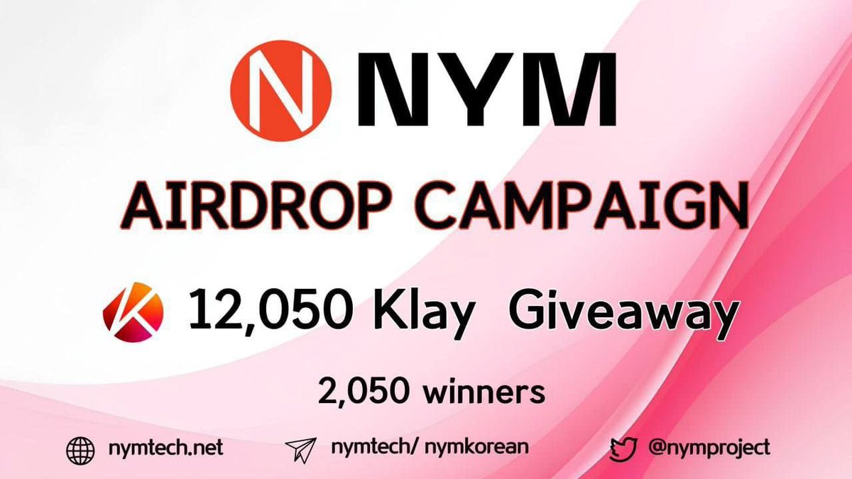 #NYM is running a massive 12,050 KLAY #airdrop campaign in  tokens!

Join our Gleam competition:
🔗 gleam.io/1ZWh9/nym

Follow all the rules and tag your friends to join the airdrop campaign!

#Metaverse #Giveaway #web3 #KLAYTN #KLAY