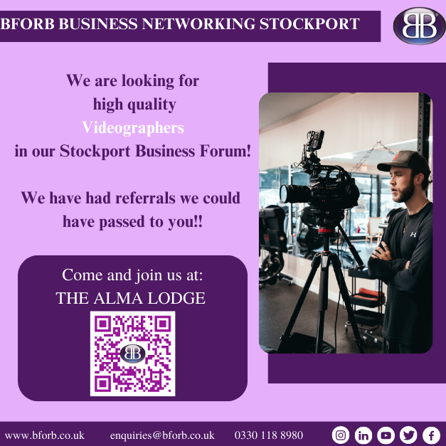 BforB Business Networking Club Stockport | BforB UK
 
Our business forum is looking to pass work to Local #Videographers

Go to our Website at: bforb.co.uk/?utm_campaign=…

#businessnetworking #networking #stockport #manchester #greatermanchester #manchesterbusinesses #business