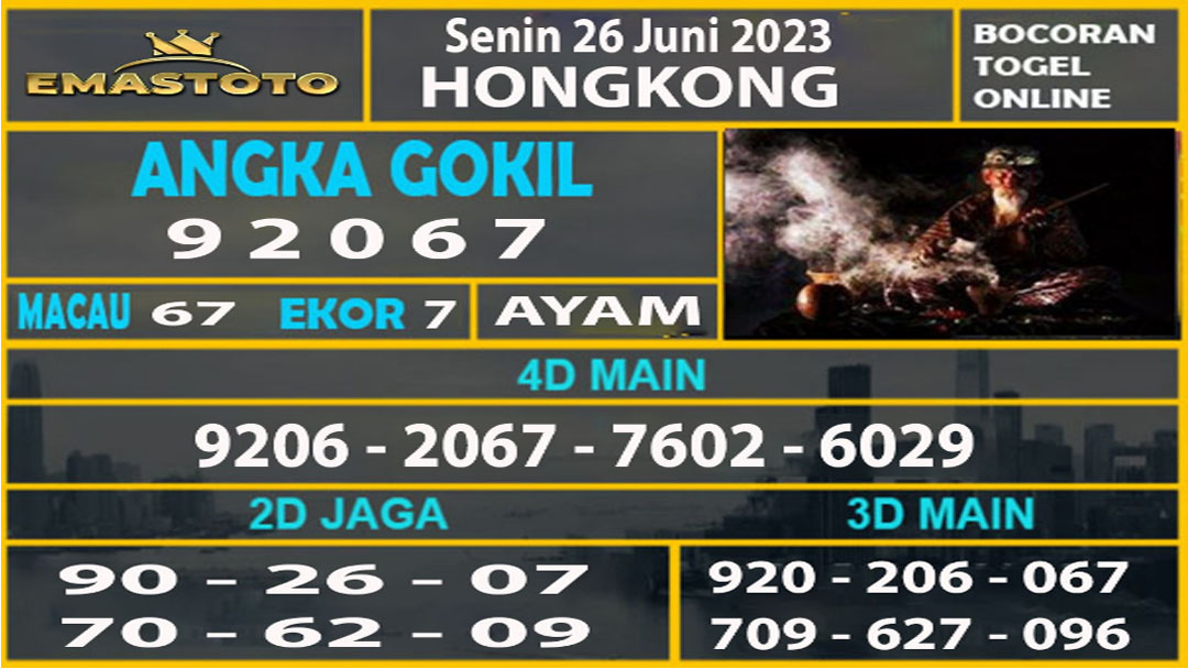 Prediksi Bocoran Togel Online 
Prediksi Pasaran HK : 26/06/2023 

#prediksisydney #prediksisingapore #prediksihongkong #Prediksichina #prediksicambodia #prediksigacor #prediksihoki #prediksijp #pastibayar #situsbonafit #selaluhoki #selalujackpot #situsgacor #situsbonafit