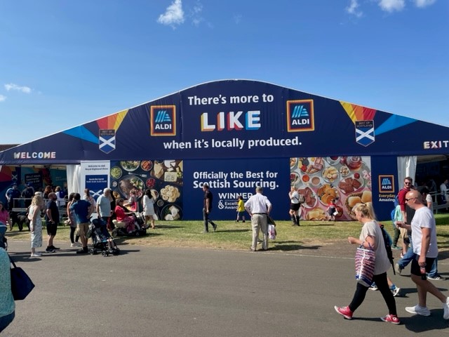 25 metre printed curved gable manufactured and supplied to <a href="/ArcMarquees/">Arc Marquees</a> for the <a href="/ScotlandRHShow/">Royal Highland Show</a>