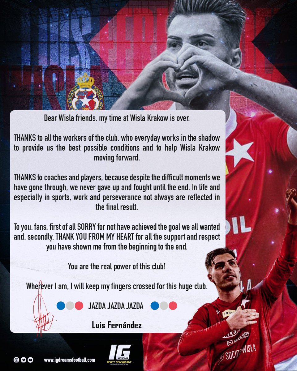 More than grateful <a href="/WislaKrakowSA/">Wisła Kraków</a> 

🔵⚪️❤️ DZIĘKUJĘ 🔵⚪️❤️