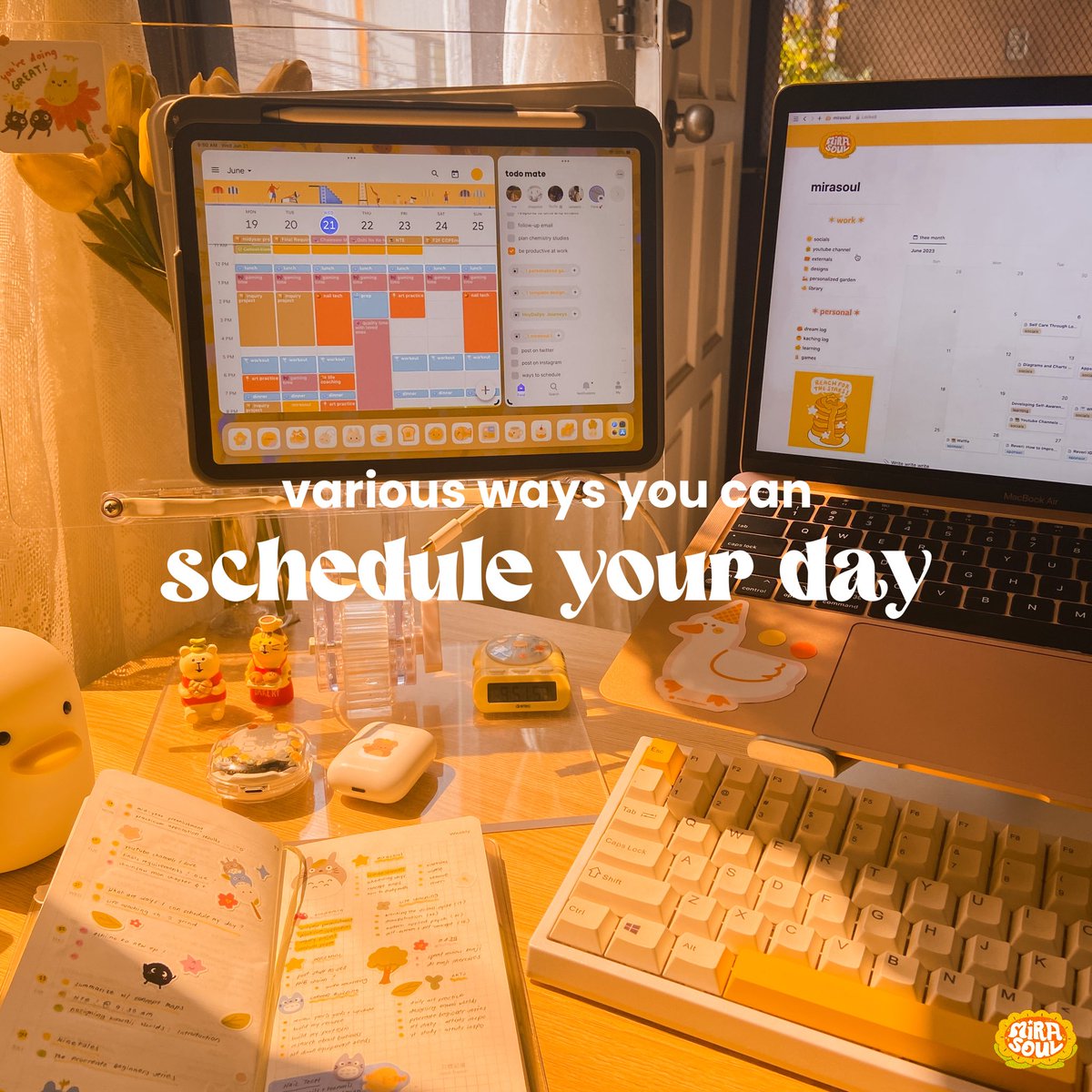 📒 various ways you can schedule your day Can’t figure out how to plan your day? Here are some methods you can try out 💛 You can stick to one method, but you can also try other ways that best suits your current tasks and goals 🌞