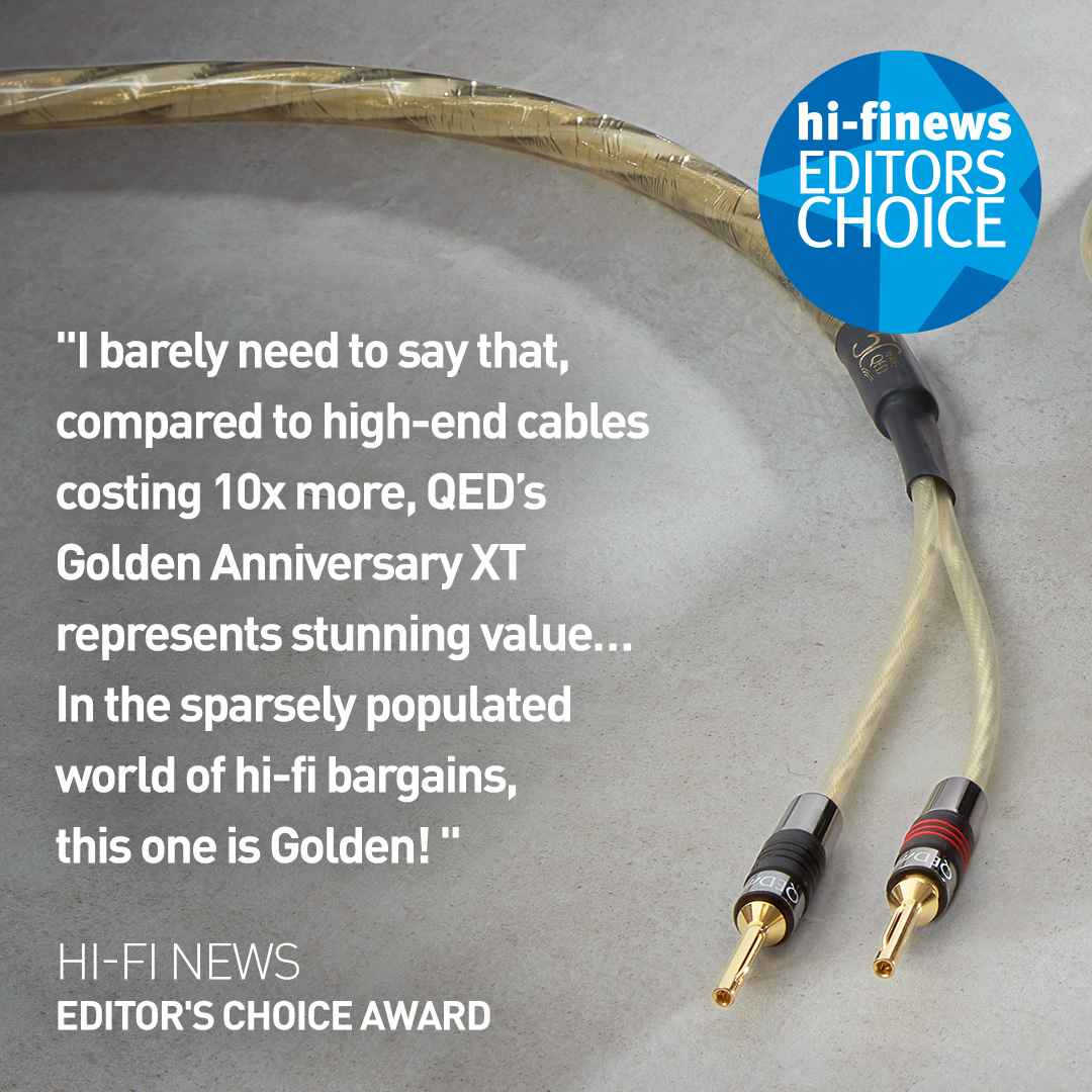 Our Golden Anniversary XT special edition speaker cable have been given an Editor’s Choice seal of approval - the highest award from leading audio mag Hi-Fi News and bestowed upon products that receive a sound quality rating of 90% and above.

Full review: bit.ly/3NsgRcn