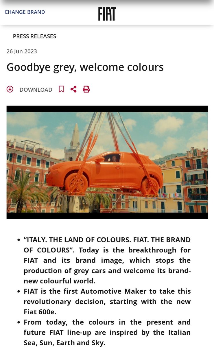 Fiat has made the decision to stop selling cars in grey, a good move as far as we're concerned