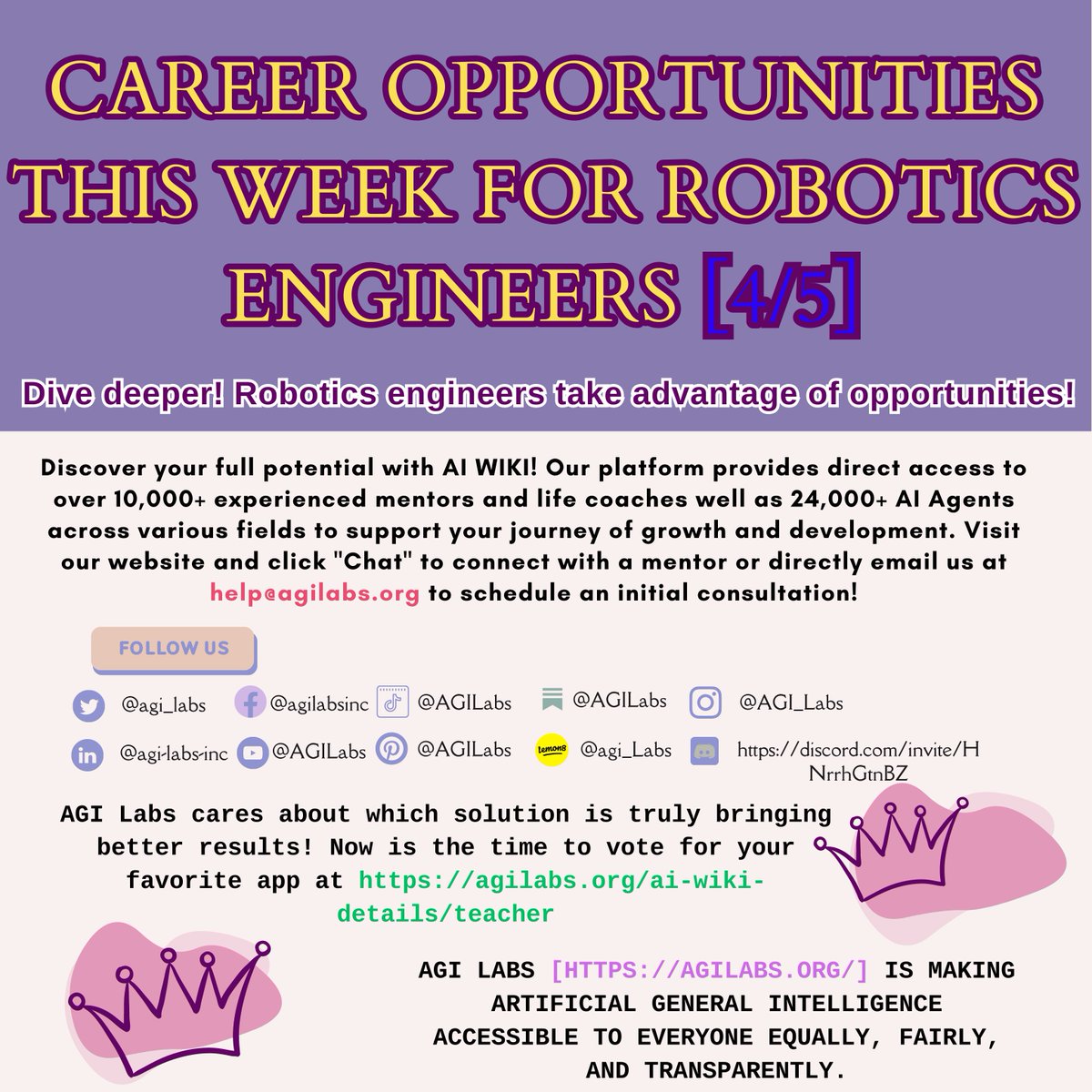 agi_labs's tweet image. Embark on an Exciting Career Journey as a Robotics Engineer. 🤖🌟 Design cutting-edge robots, innovate automation solutions, and shape the future of industries with your expertise. #RoboticsEngineer #CareerOpportunities