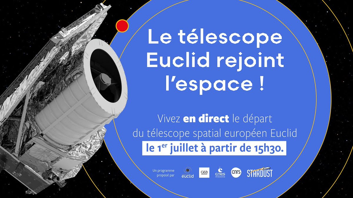 CNRS_IN2P3's tweet photo. @astropierre @ESA_Euclid @Euclid_FR Un événement à suivre en direct sur YouTube dès 15h30 lors d'une émission animée par @AstroVicnet avec des scientifiques du @CNRS, du @CEA_Officiel, du @CNES...  #EsaEuclid 🚀 J-5⃣

📲https://t.co/Gs2rEowIvf https://t.co/9R99jLg17e