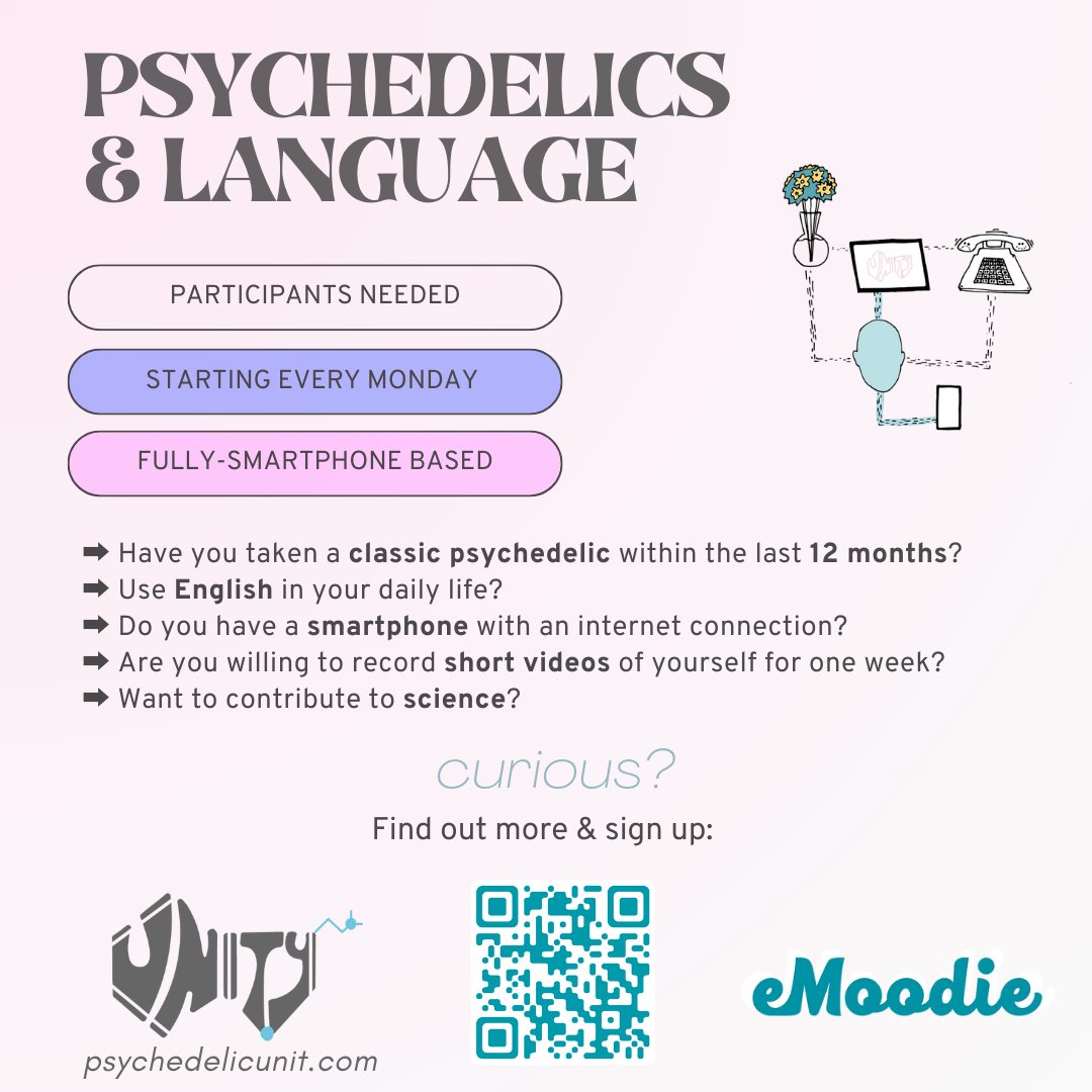 🌀 Still recruiting! Experienced psychedelics in the last 12 months? Contribute to a research project exploring language and mental health. 

Your input matters: shorturl.at/gCHTZ

Know someone interested? Pass it on. #PsychedelicRenaissance #MentalHealthResearch