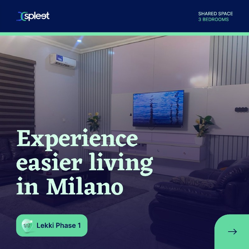 spleetafrica's tweet photo. 🚨 Available Now ✨🏠

Milano is a shared 3-bed apartment with all rooms ensuite and furnished for comfort, located in Lekki, with up to 18hrs power supply &amp; verified housemates.

Tap the link ⬇️ to learn more about Milano, book the space or schedule a viewing.