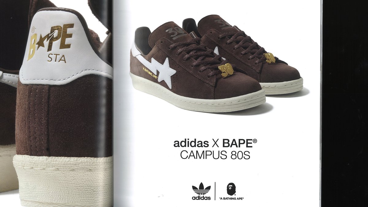 Our 30th anniversary celebrations with @BAPEOFFICIAL aren't over yet. This time, we're dropping the limited edition BAPE Campus 80s sneaker, featuring a chocolate brown suede upper. Available Our 30th anniversary celebrations with @BAPEOFFICIAL aren't over yet. This time, we're dropping the limited edition BAPE Campus 80s sneaker, featuring a chocolate brown suede upper. Available