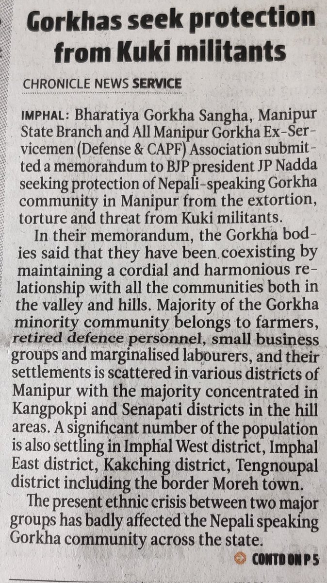 DynaMaibam's tweet photo. "Nepali-speaking Gorkha community in Manipur appeals for protection against extortion, torture, and threats posed by Kuki terrorists. #GorkhaCommunity #SeekingProtection #SayNoToExtortion #StopTorture #AgainstKukiTerror"
#ManipurRiots #manipurviolence #ManipurBurning #ManipurOnFire #ManipurNews @narendramodi @AmitShah @PMOIndia @ndtv @aajtak @TimesNow @ABPNews @BBCIndia #OneMeitei #SaveManipur #SaveIndia #SaveIndigenous #PeaceInManipur #Truthprevail #Meiteiunited