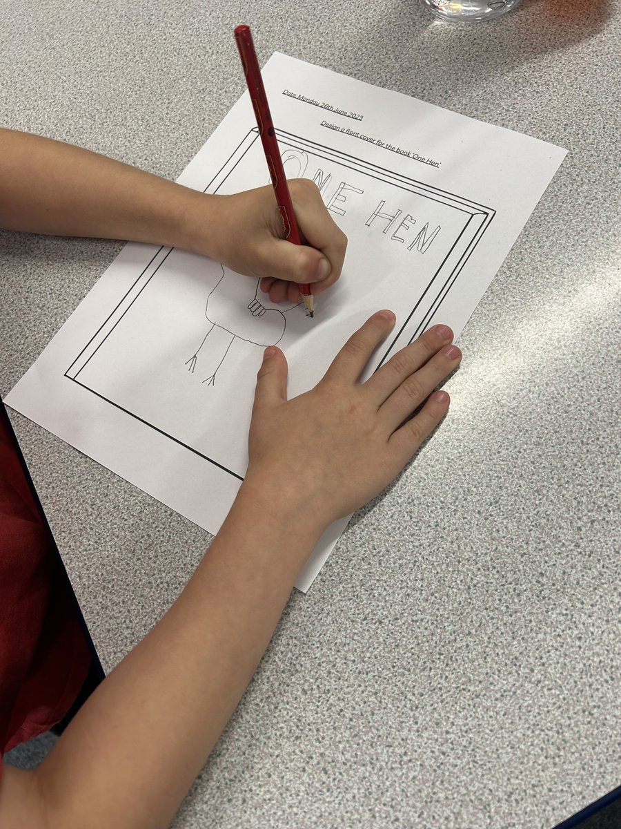 BrookfieldSM3's tweet photo. Year 3 have started their humanities morning by designing a front for the story ‘One Hen’ based on listening to the story and not revealing the cover! #humanitiesday https://t.co/uPp2zOOMNU