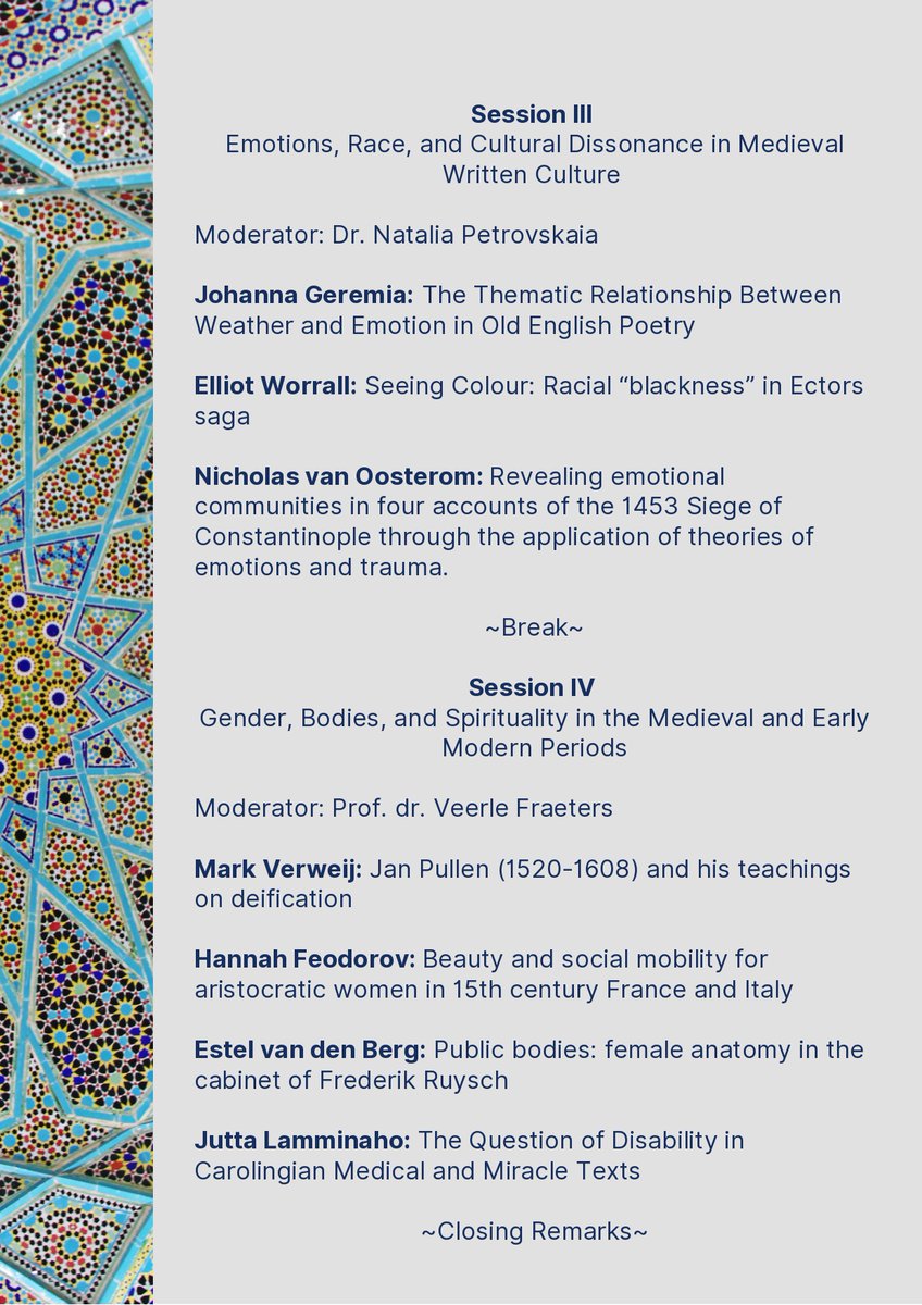 UUCMS_UU's tweet photo. Tomorrow, the RMA students in Ancient, Medieval &amp; Renaisance Studies will organise their annual Thesis Symposium! Please feel free to stop on site or virtually if you're interested in these fascinating new research projects! 👇 https://t.co/kh5CsQusxg