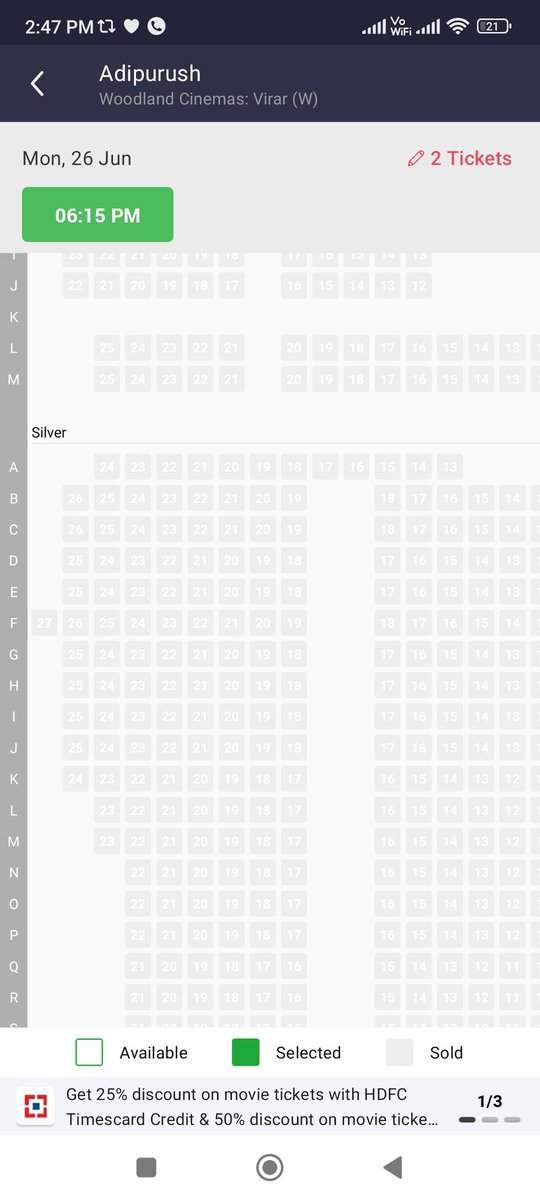 Mumbai. Woodland Cinemas. Virat. 2D Show. Ticket Price 100/-
#JaiShriRam #Prabhas #Adipurush #AdipurushWithFamily #AdipurushBookings #AdipurushReview #AdipurushBlockbusterWeekend